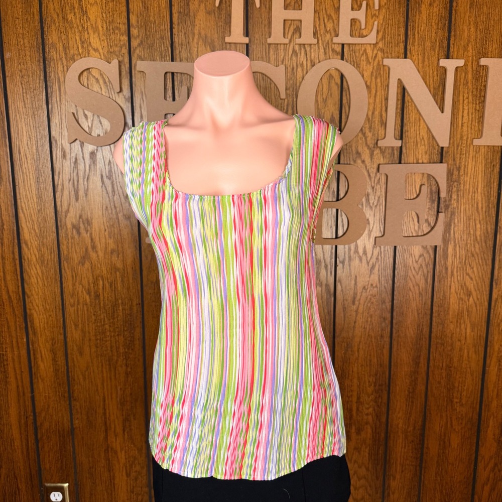 Unbranded Pleated Tank Top Womens 2X Multi Color Pastel Fairycore Y2K Whimsy